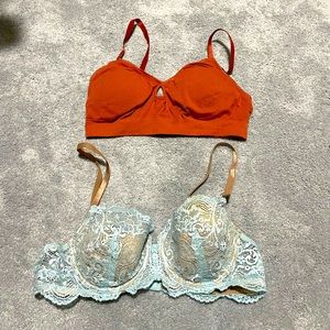 Two ThirdLove Bras Gently-used 36B M, Red, Seafoam